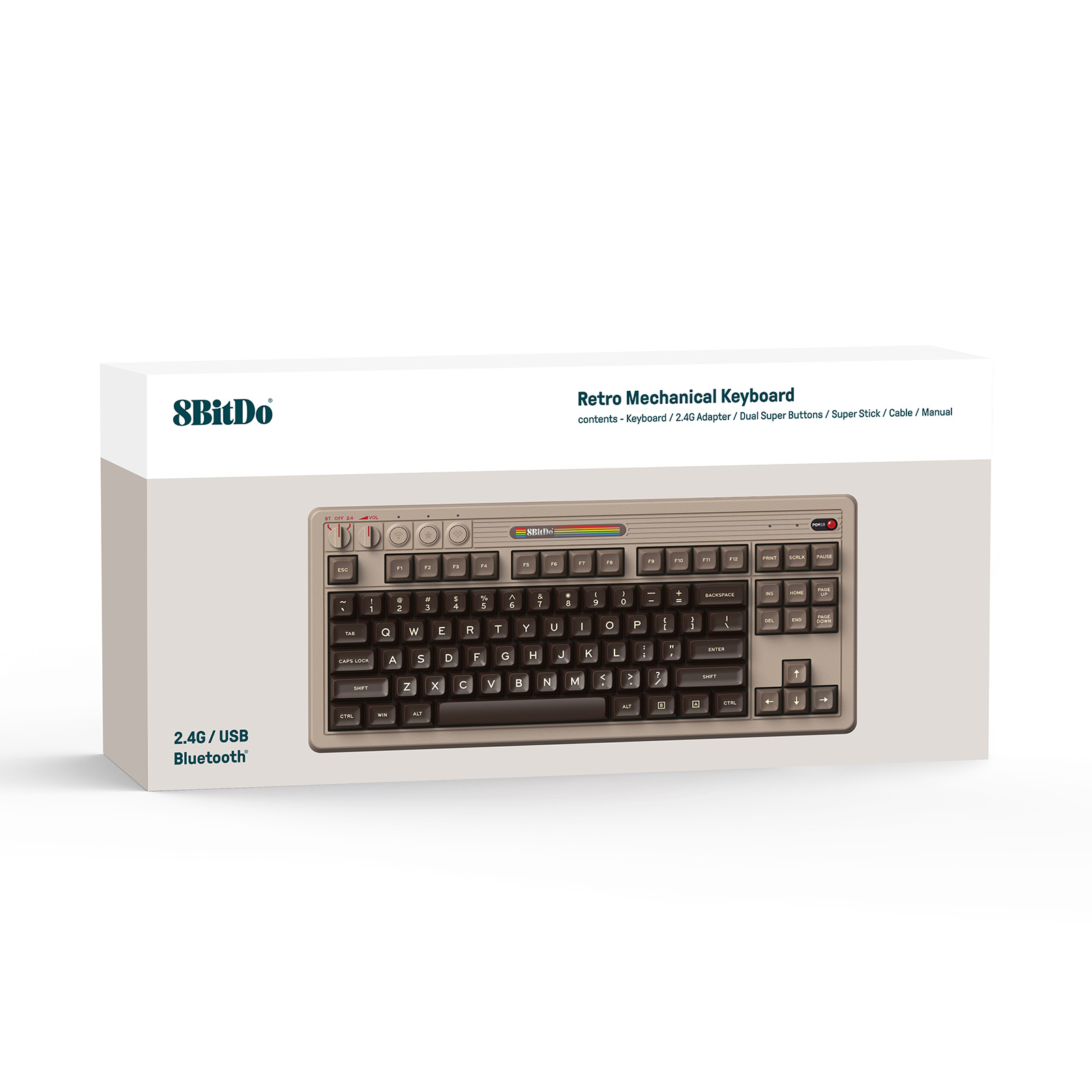 8BitDo Retro Mechanical Keyboard, BT/2.4G/USB-C Hot Swappable Gaming Keyboard with 87 Keys, Dual Super Programmable Buttons. 