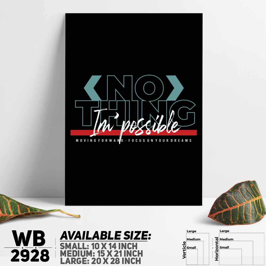 Nothing Is Impossible - Motivational Wall Canvas Wall Decoration Wall Painting - WB2928 - Urban Sticker - Minimalistic Sophistication
