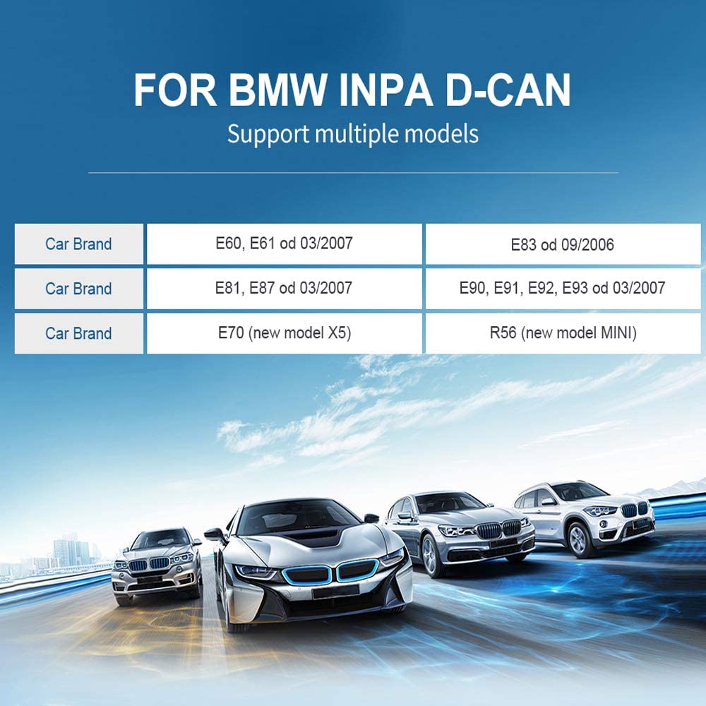 USB K + DCAN Interface INPA Cable Full Diagnostic Switch for BMW from 1998 to 2013. 
