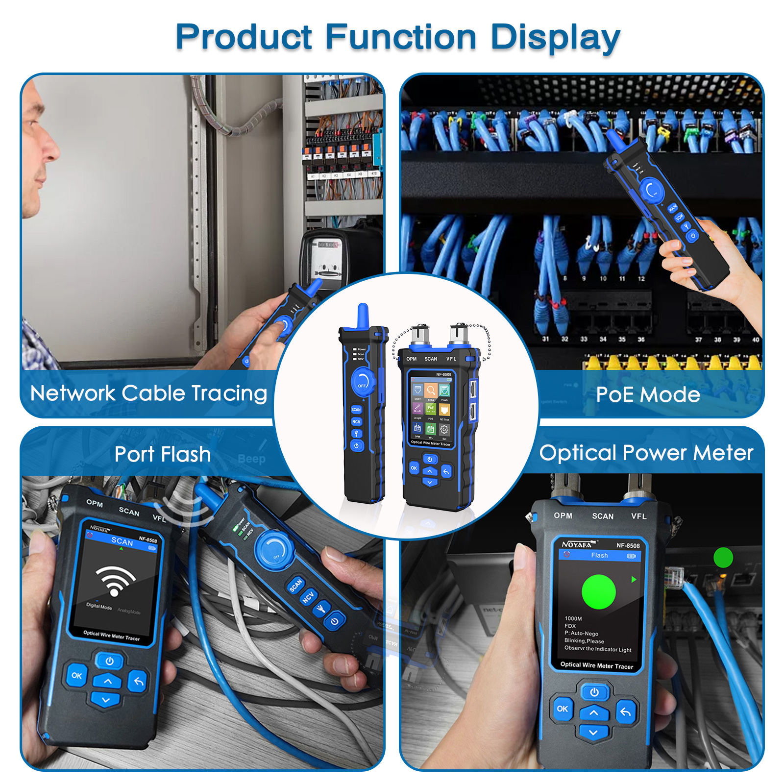 NOYAFA NF-8508  Cable Tracker LAN Optical Power Meter Tester LCD Display Measure Length Wiremap Network Cable Tester. 