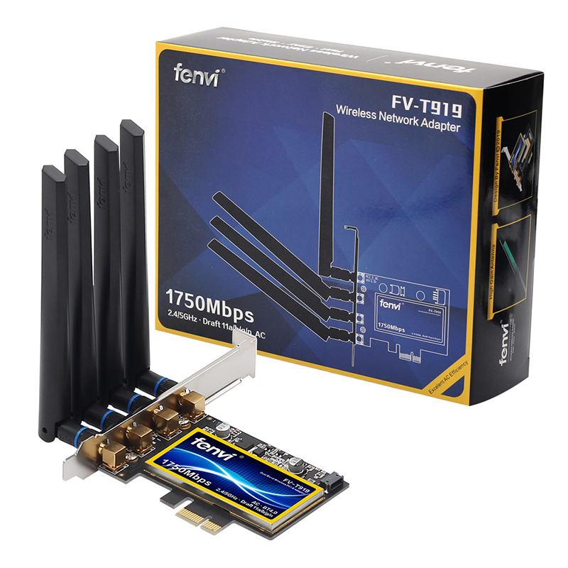 1750Mbps Fenvi T919 PCIe WiFi Card Adapter BCM94360 For MacOS Hackintosh Bluetooth 4.0 802.11ac 2.4G/5GHz Dual Band Desktop PC. 