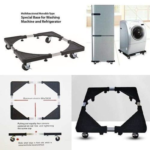 Multi-Functional Adjustable & Expandable for Fully Automatic Washing Machine,Mini Refrigerator and Fridge Base Trolley Stand with Wheels (Stainless Steel). 