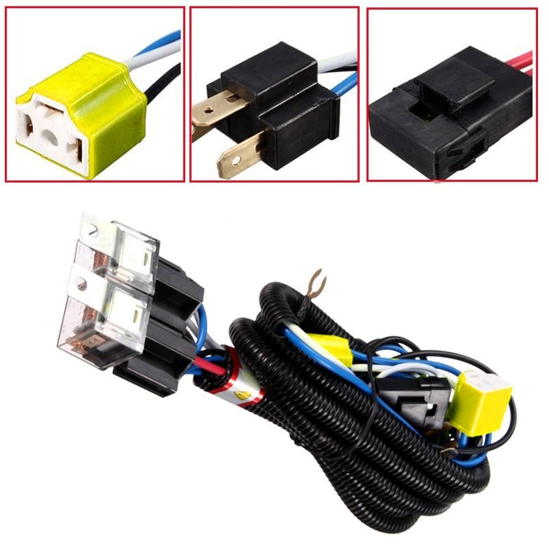 H4 Headlight 2 Head Lamp Relay Socket Plug Wiring Harness Set Fix Dim Lights. 