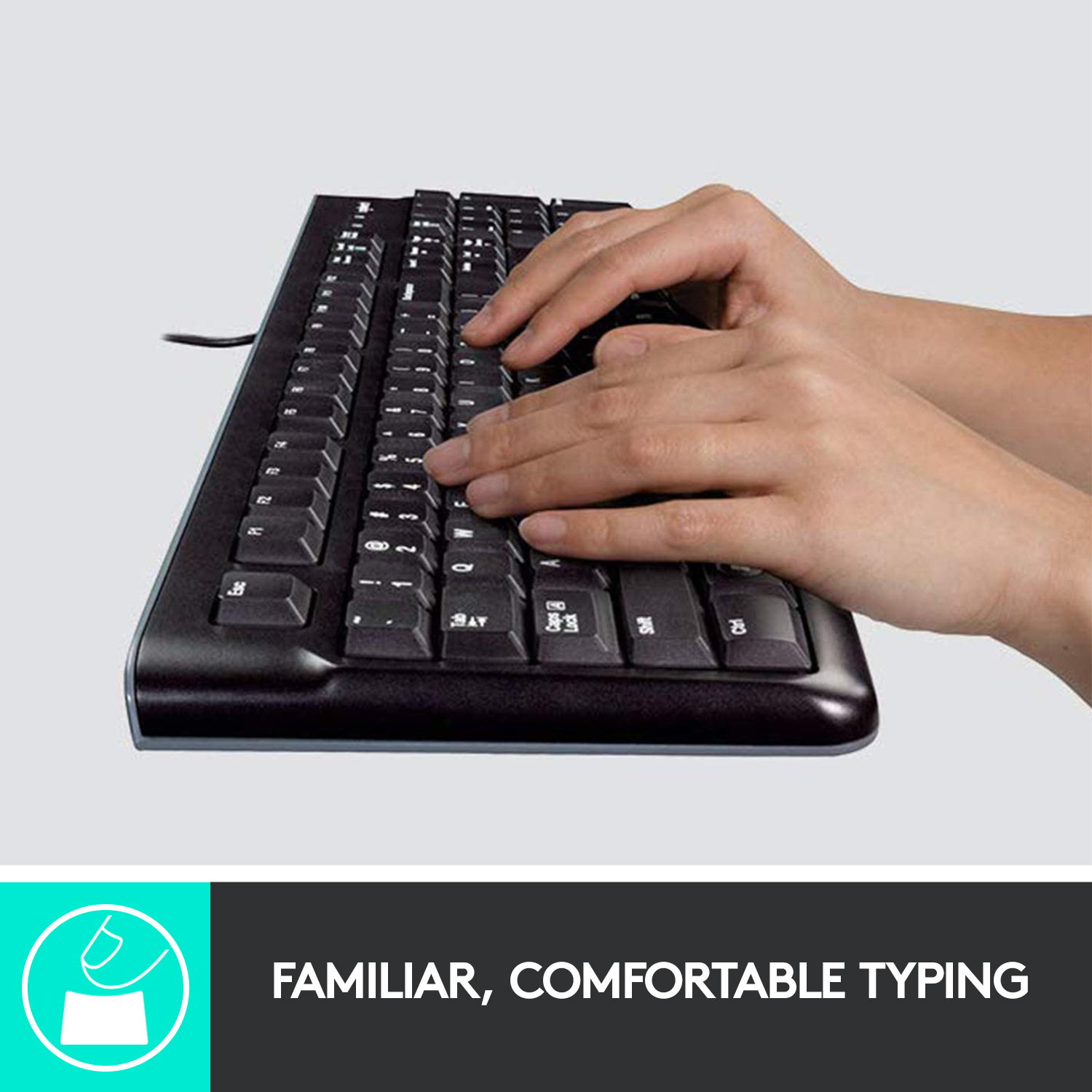 Logitech K120 Wired Keyboard for Windows, USB Plug-and-Play, Full-Size, Spill Resistant, Curved Space Bar PC/Laptop - Black - Keyboard - Keyboard. 