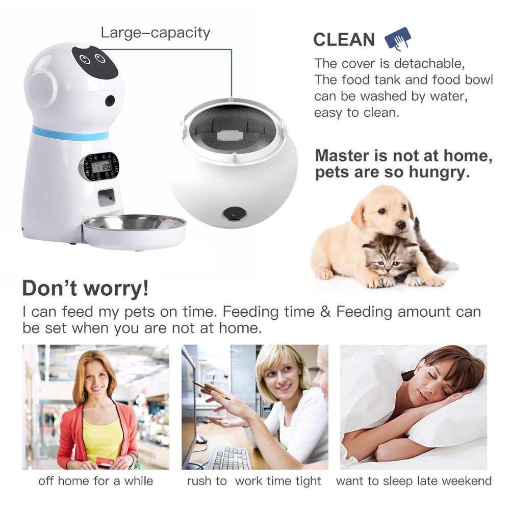 Automatic Pet Feeder  Bowl 3L Pet Food Dispenser Feeder Vending Machine Large   4 Meal Voice Recorder &Timer - Pet Feeder - EU Plug. 