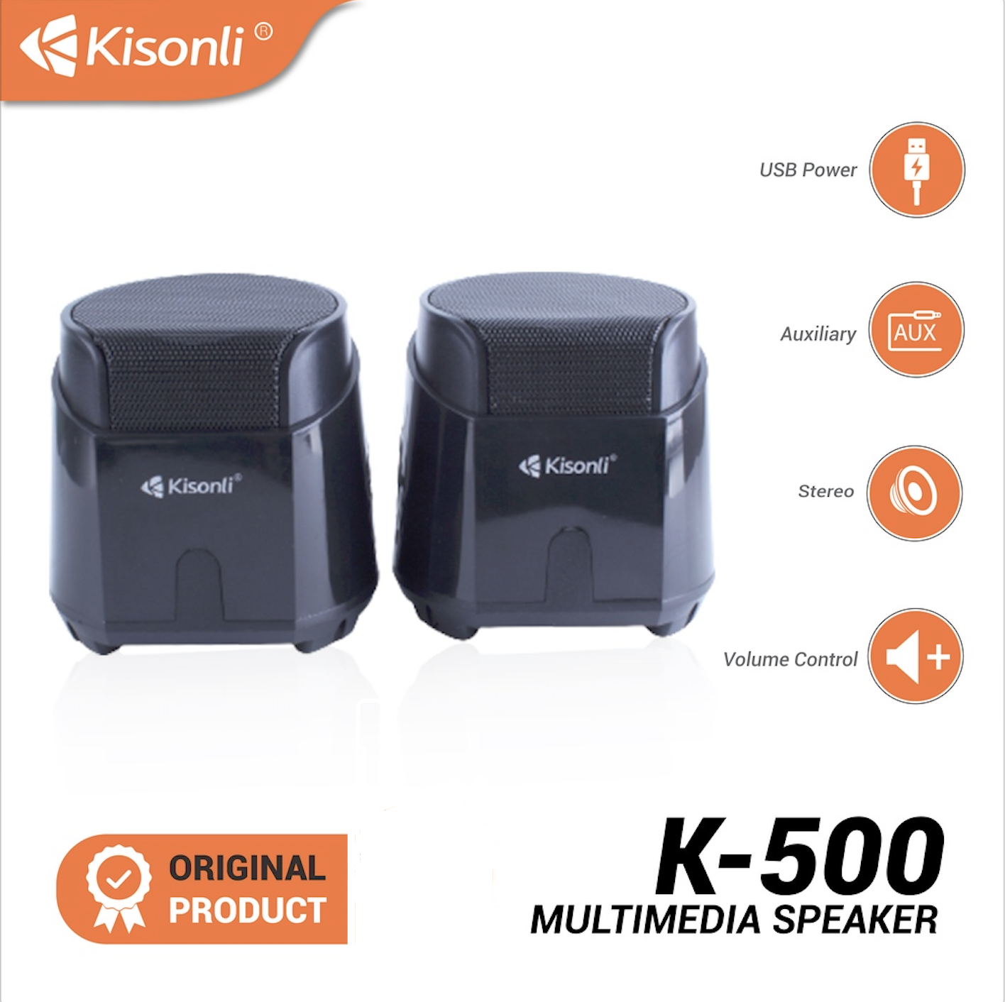 Kisonli K500 USB 2.0 Computer Speaker with Dual Bass for Gaming and Music. 