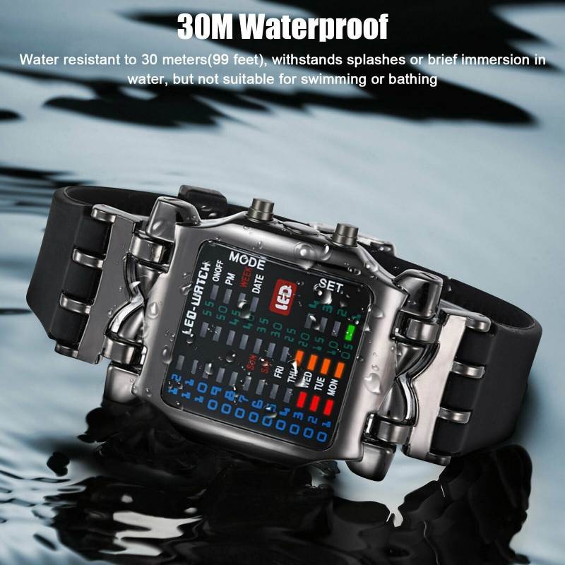 New [uper21]-1Pc Man Binary Electronic WritWatche/ Drop Reitant Lantern Watch/ tudent Fahion port LED Watche. 