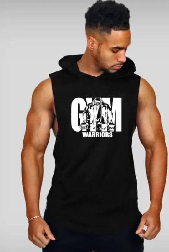 Tops Sleeveless Hoodie for Men – Megi/Maggi Hata Hudi for Boys - Jacket - Vest - Hoodies & Sweatshirts - Black