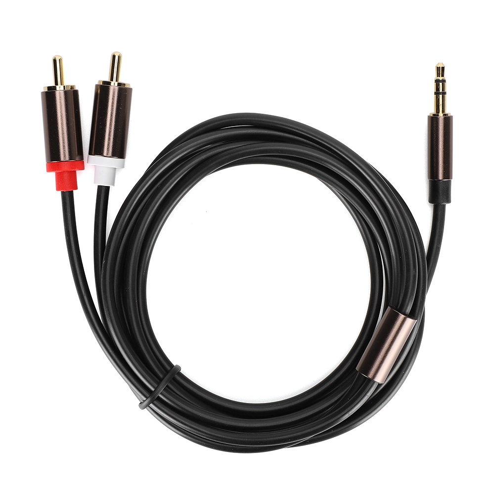Audio Line Speaker Cord Computer Subwoofer Cable Phone Accessory 2-in-1 3.5mm Male to 2RCA2-meter. 