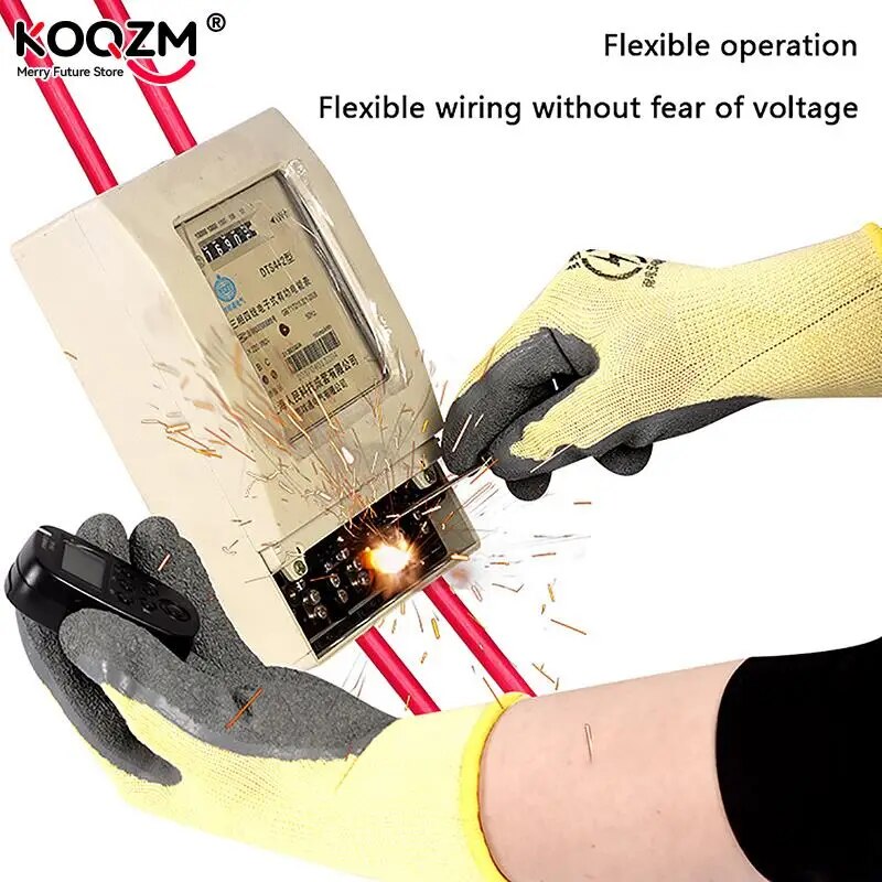 1pair Low Voltage Insulating Gloves 400V Ultra-thin Flexible Anti-electricity Security Anti-slip 220V Rubber Protective Gloves. 