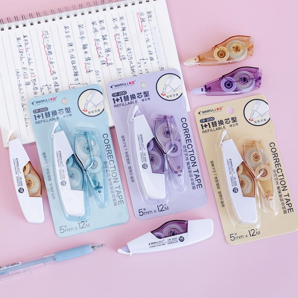 Scrapbooking Double-sided Correction Tape Refillable Portable Roller Tape Stationery Paper Tape Adhesive Applicator Office School Supply