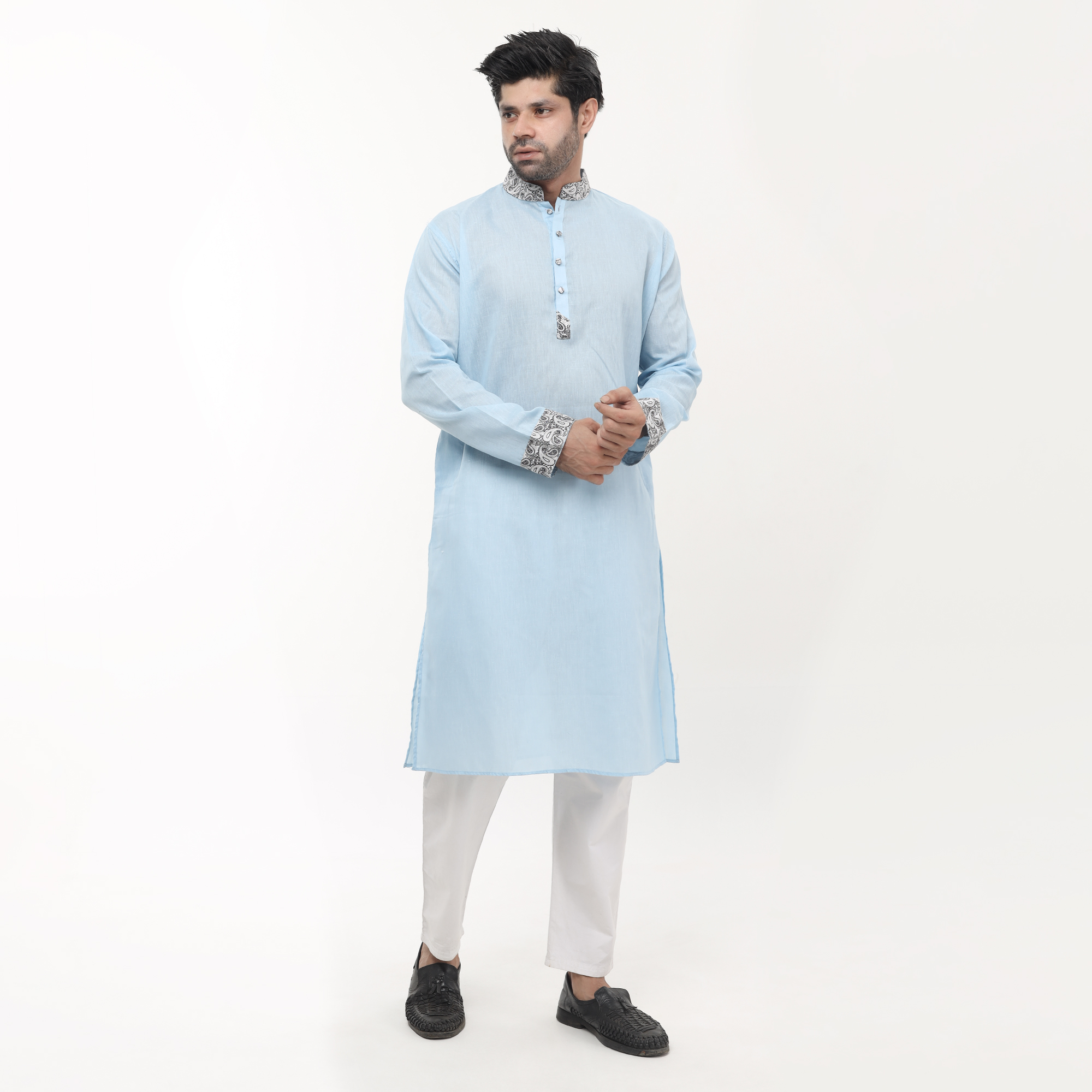 Stylish Cotton Casual Semi Long Panjabi For Men - Panjabi. 