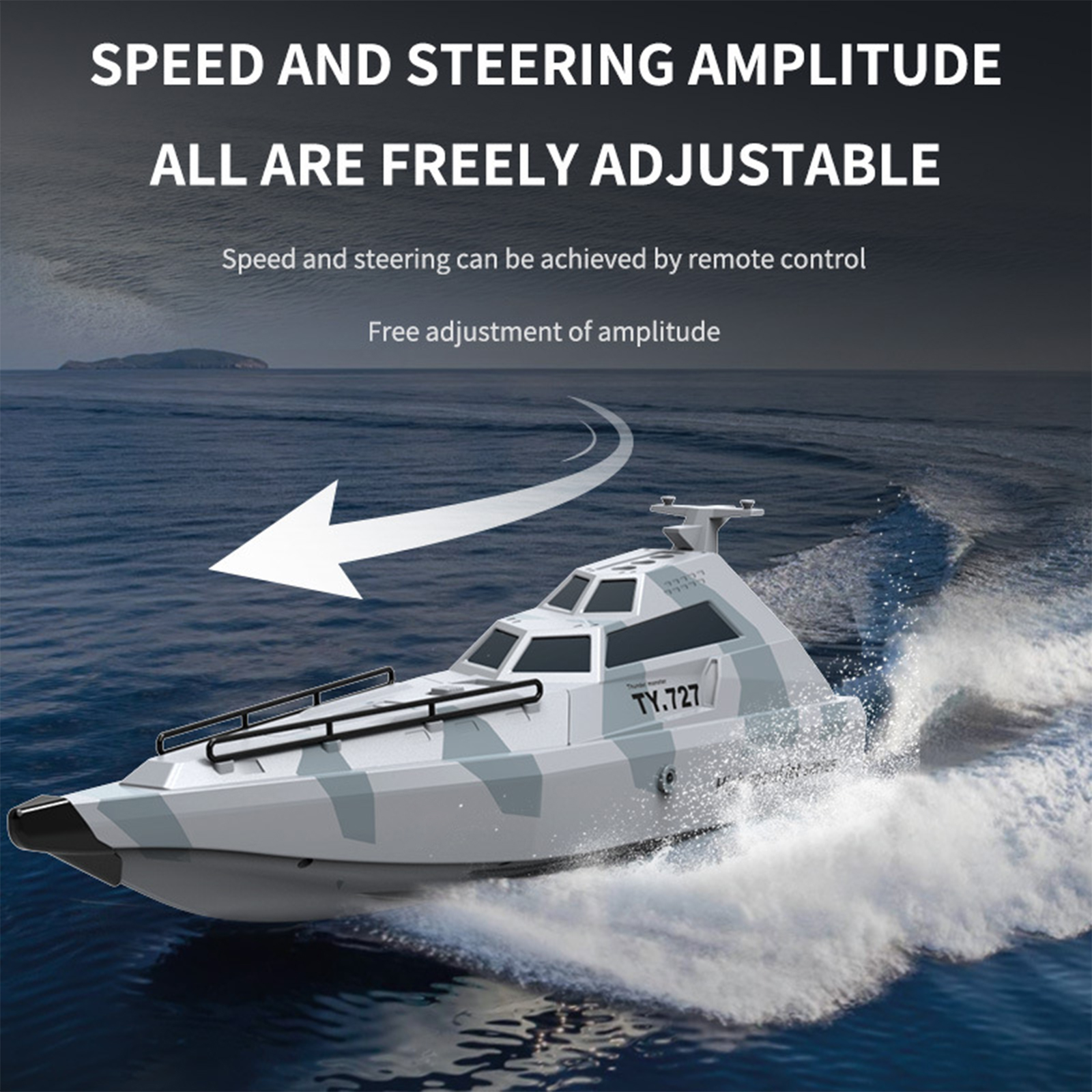 GC TY727 2.4GHz RC Turbojet Pump Boat High-Speed Remote Control Jet Boat With Low Battery Alarm Function For Kids Gifts. 