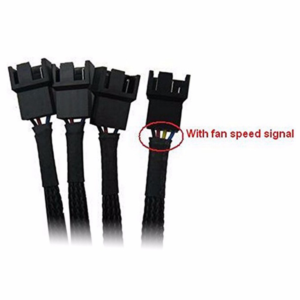 Black Net Sleeved IDE Molex to 4-Pins PWM CPU Case Cooling Fan Splitter Hub Power Adapter Cable, Molex to PWM. 