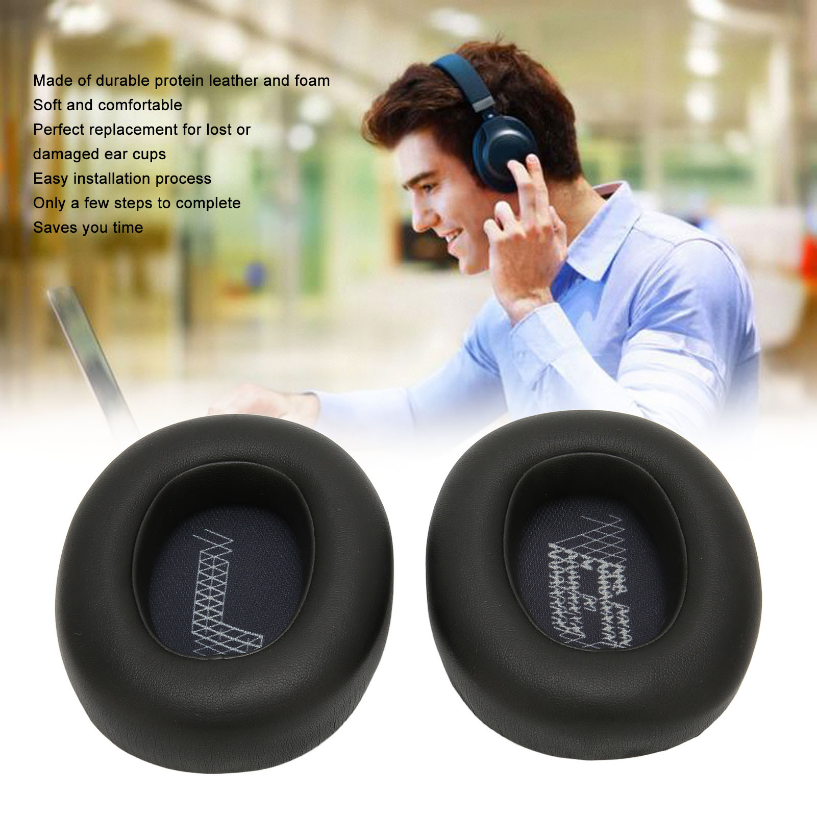Ear Cushions, Sponge Excellent Sound Isolation Easy Installation Ear Pads Replacement for LIVE 650BTNC. 