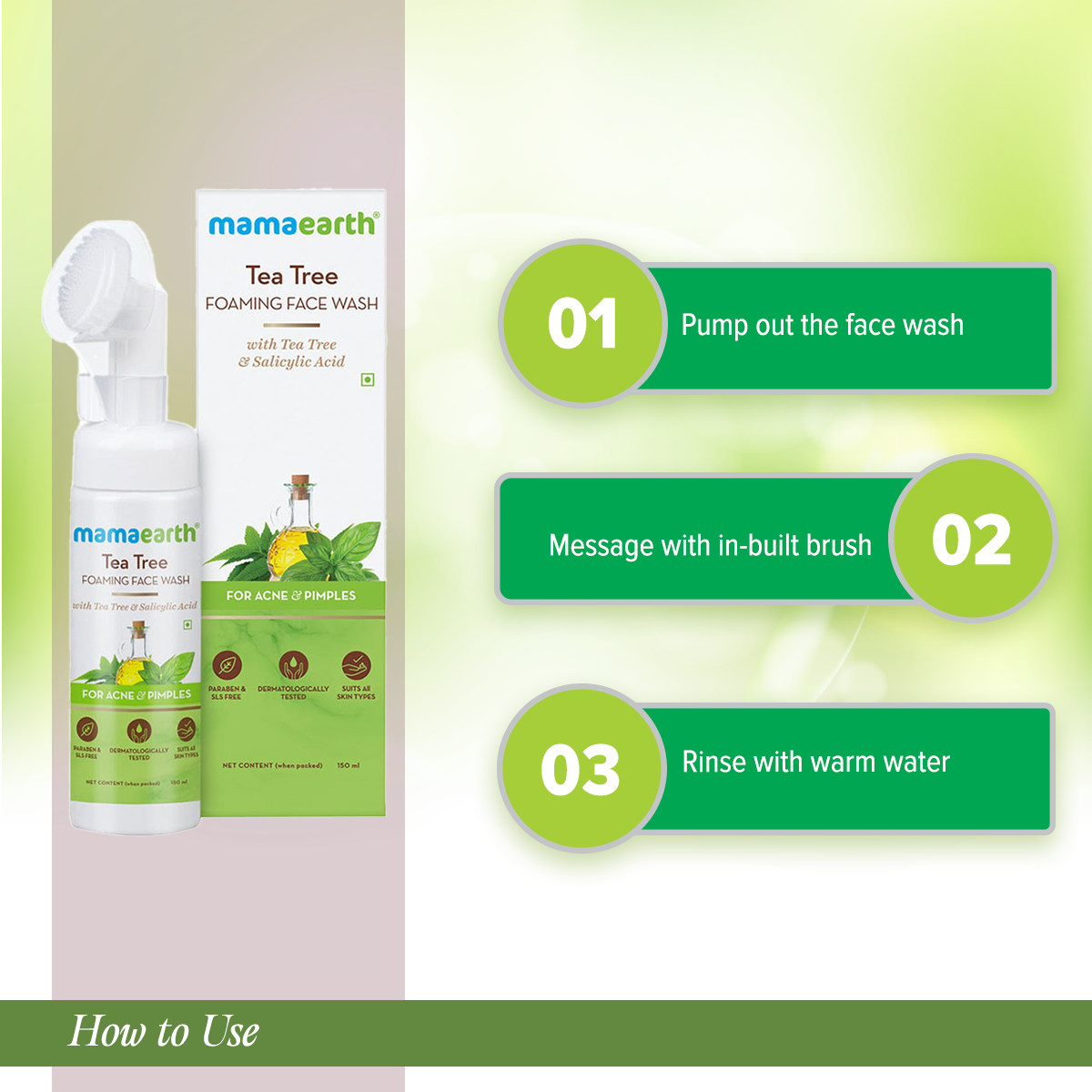 Mamaearth Tea Tree Foaming Face Wash with Tea Tree & Salicylic Acid for Acne & Pimples – 150ml. 