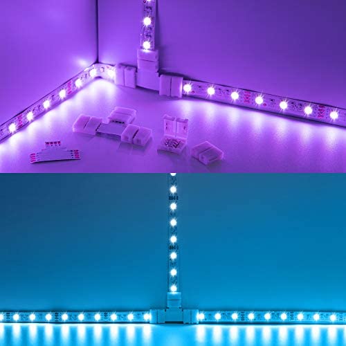 RGB 10mm SMD5050 4-pin Buckles 4-pin pin headers 4-pin double-ended cables 4-pin snaps to RGB L T X Shaped corner kit for SMD5050 Strip Light. 
