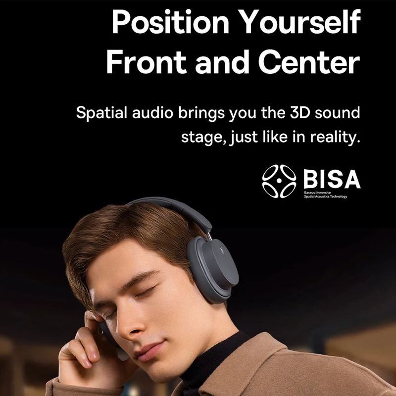 Baseus Bowie D05 Wireless Headphone Bluetooth 5.3 Earphone HIFI Level Headset 40mm Driver Foldable Over Ear Headphone 70H Time. 