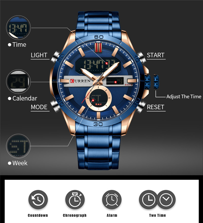 Curren 8384 Dual Time Display