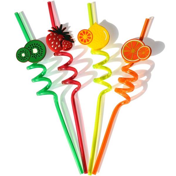 pack of 4 spiral shaped straws for kids/boutique straws. 