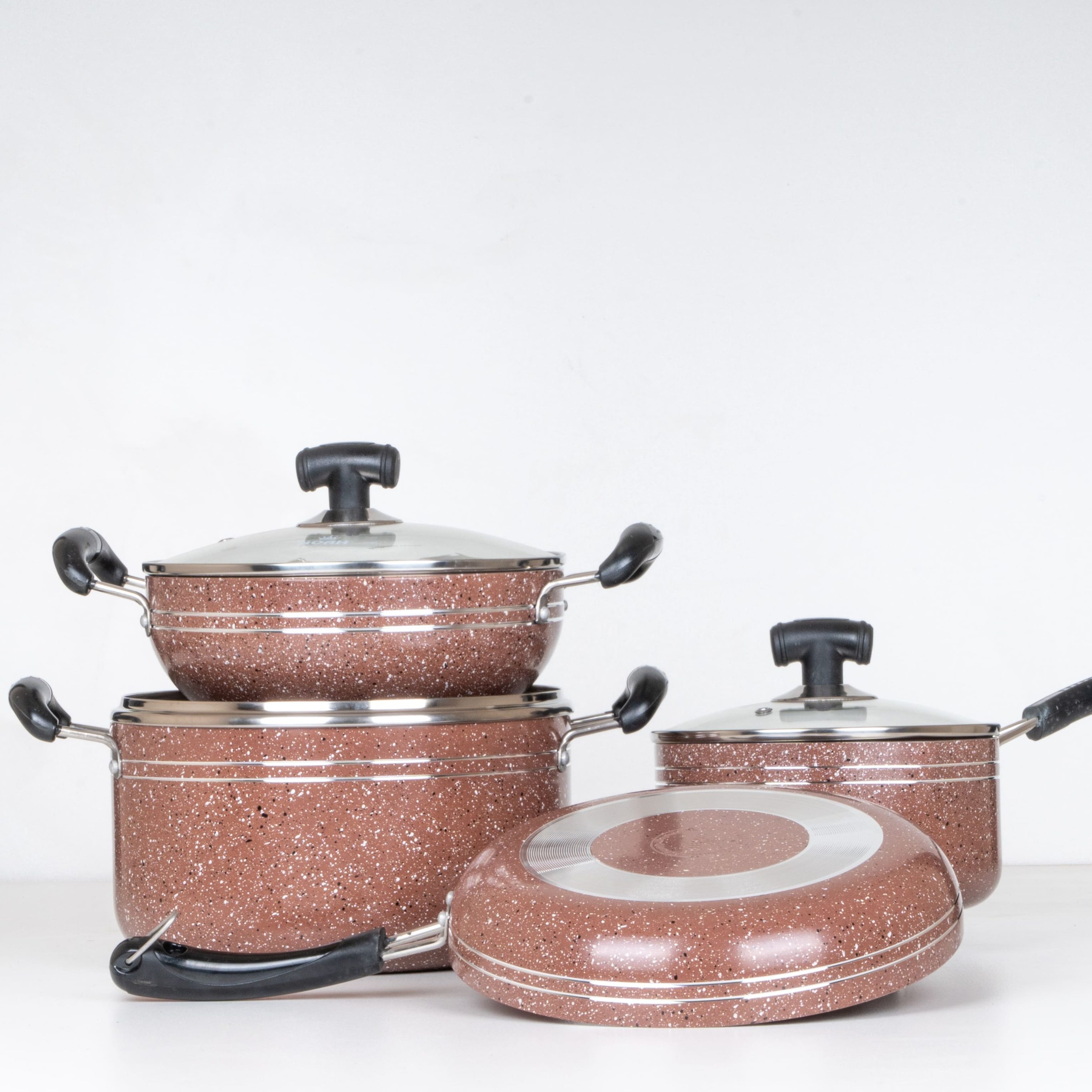 NOAH Marble Coated Cookware Full Set - Walnut Brown. 