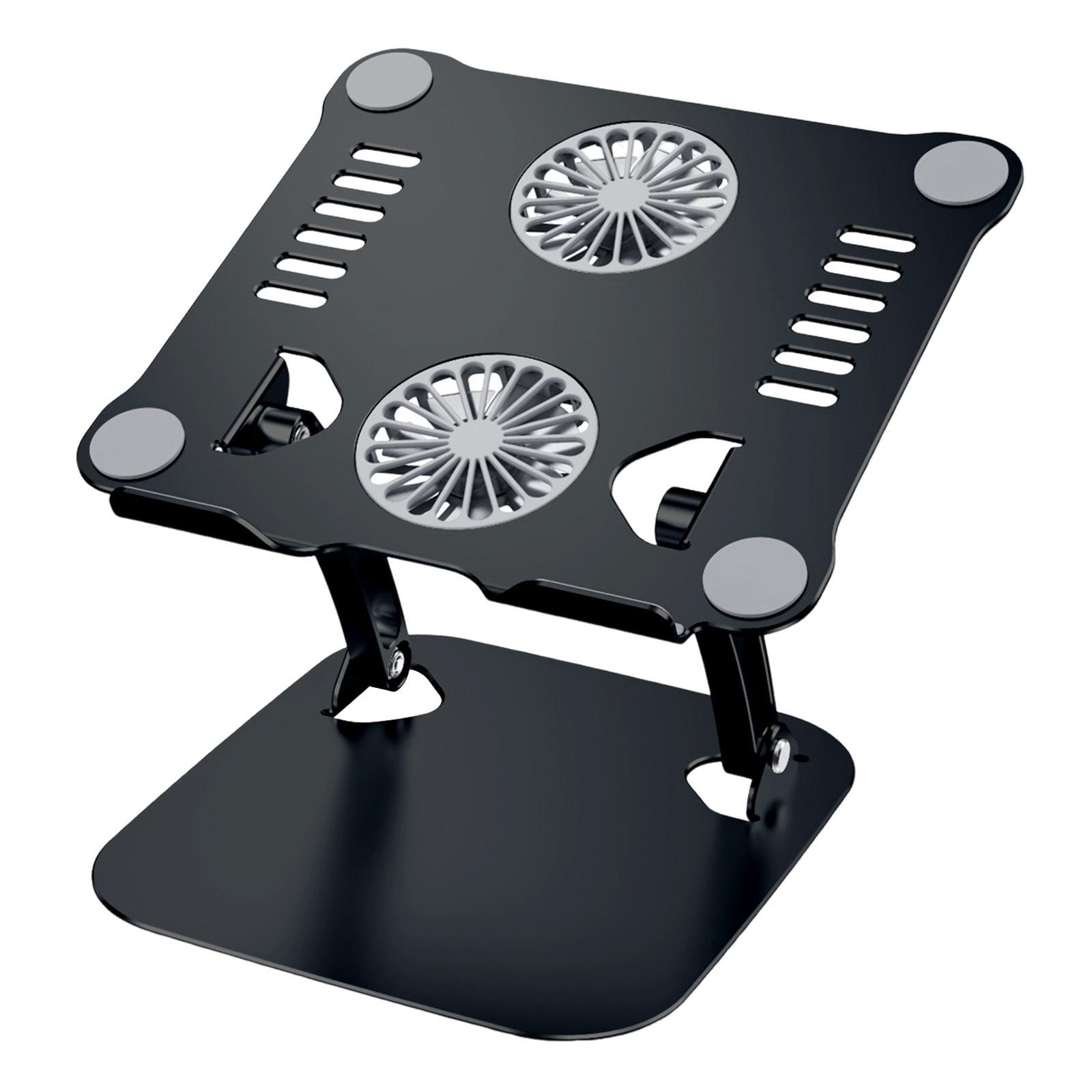 Laptop Stand V4.0 with 2 Cooling Fan Adjustable Aluminium Computer Stand with USB Cooling Fan and Heat-Vent, Ergonomic Height Angle Riser. 