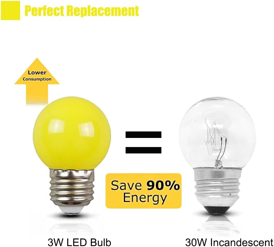 iPOWER Energy Saving LED Light Bulb, 3 Watt Ambient Led Yellow Color Light  E27 Screw Base. 