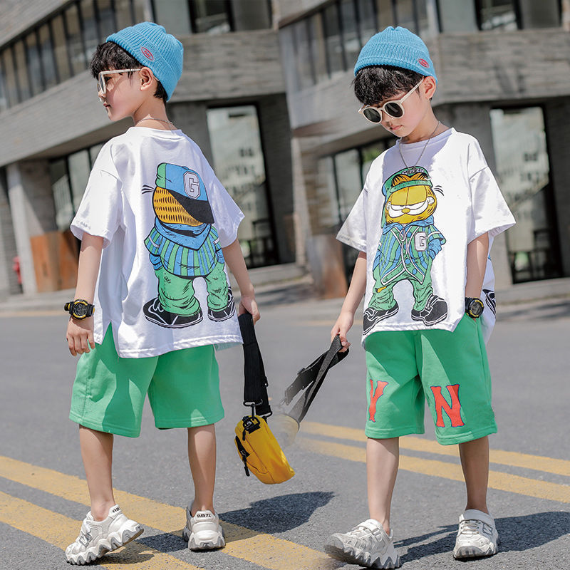 Fashion Summer Teenage Boy Clothes Boys for 4 6 8 10 12 14 Year Hiphop Korean Casual T Shirt Shorts 2Pcs Sets Funny Cartoon Suit Daraz .bd