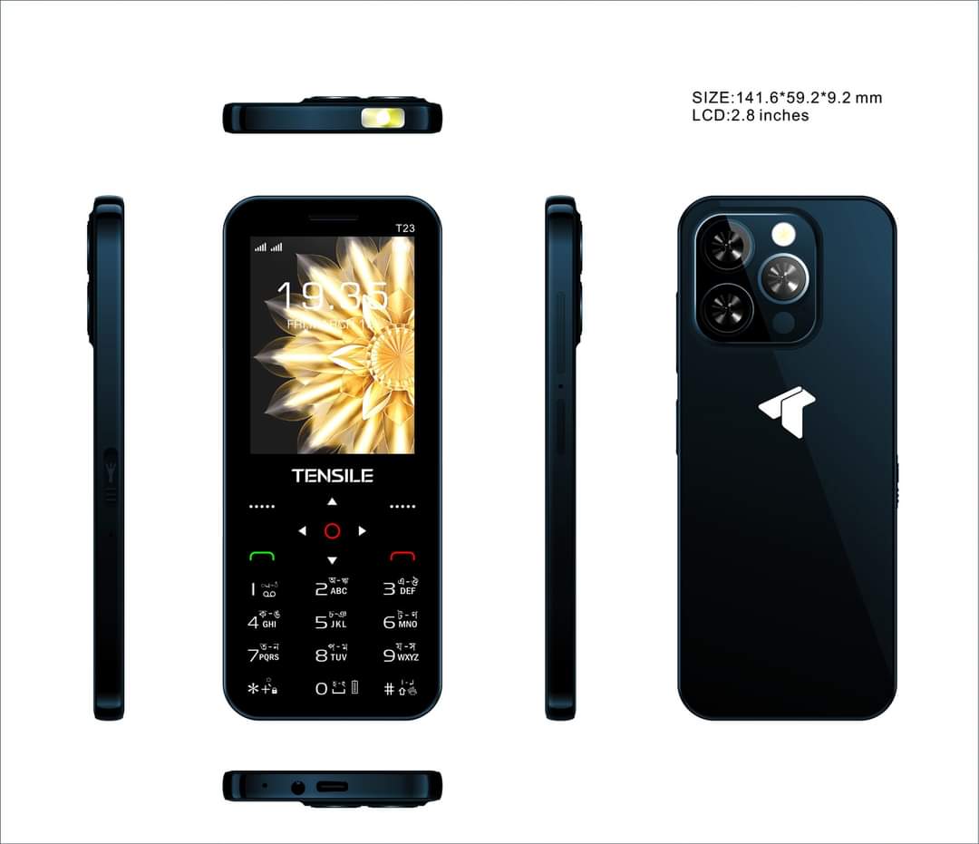 Tensile T23 pro max  touch button phone with 14 days replacement & 1 years warranty free t shirt. 