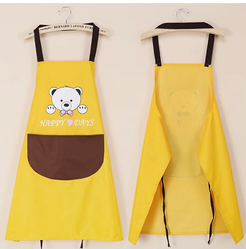 Hand Towel Apron Waterproof Stain Home Kitchen Cooking Waist Korean Creative Cute Bear Hanging Neck Towel Apron Oversleeve