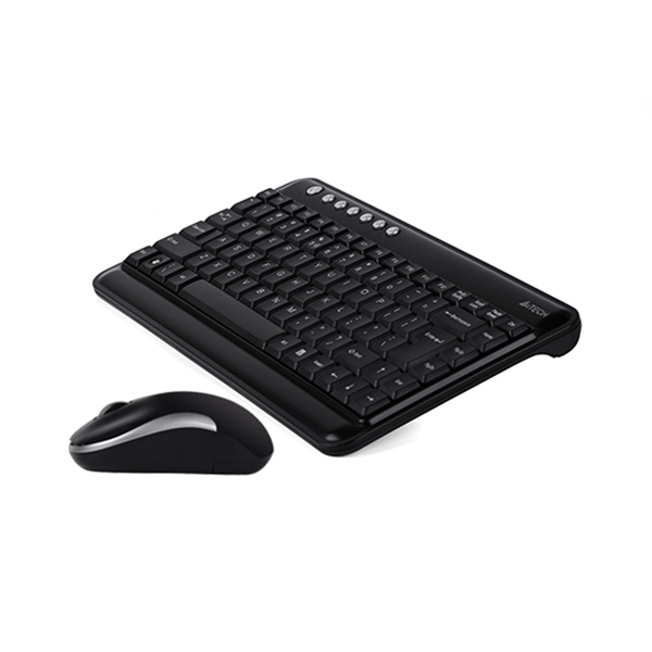 A4TECH 3300N V-Track Wireless Keyboard Mouse Combo - 2.4GHz Wireless - 7 Multimedia Hotkeys - 1000 DPI - For PC/Laptop - Black. 