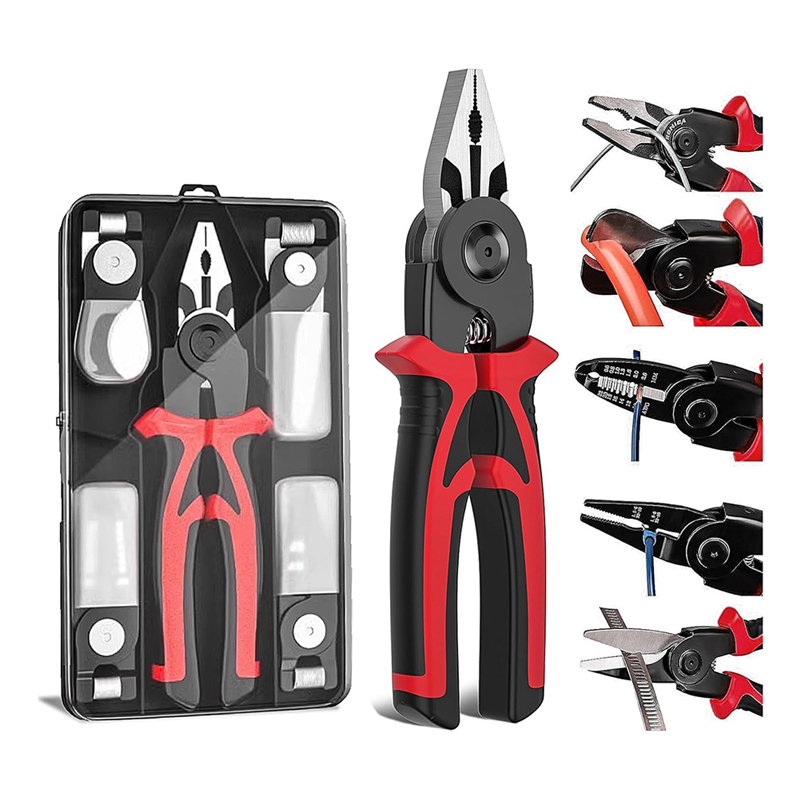 5-In-1 Replaceable Pliers Tool, Multifunctional Tool - with Wire Strippers, Crimping Pliers, Shears, Birthday Gift