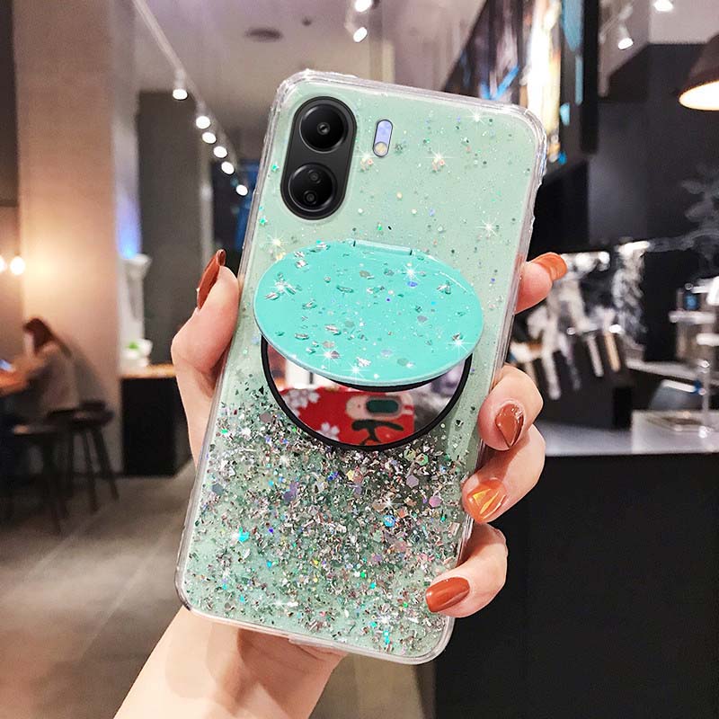 New Phone Case For Redmi 13C Cover Sparkling Star Moon Soft Silicone Transparent Mirror Anti Drop for Redmi 13C Case