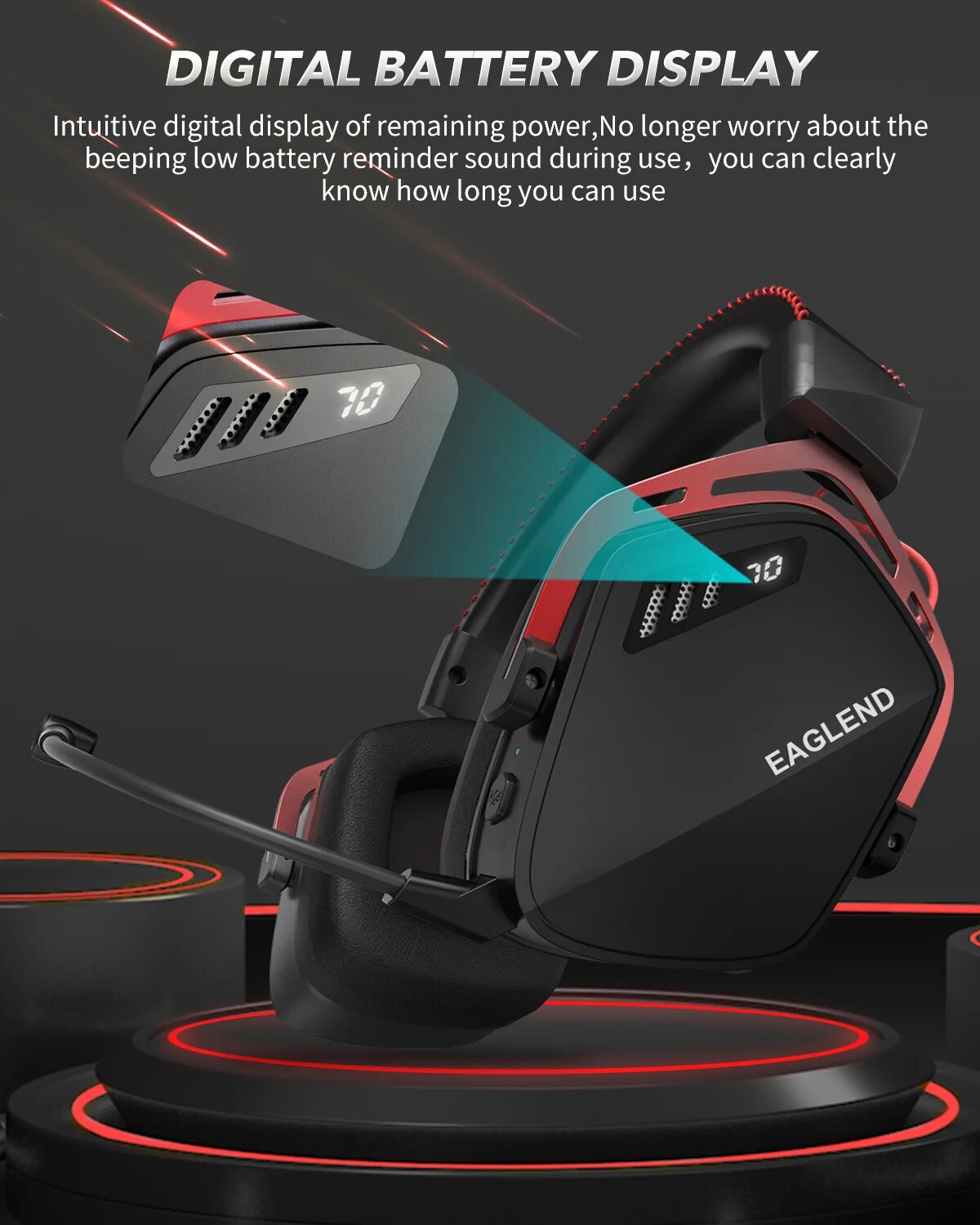 EAGLENO LEGEND G07 Wireless Gaming Headset for PC, PS4, PS5 with Noise Cancelling Mic Soft Memory Earmuffs Wireless Headphones. 
