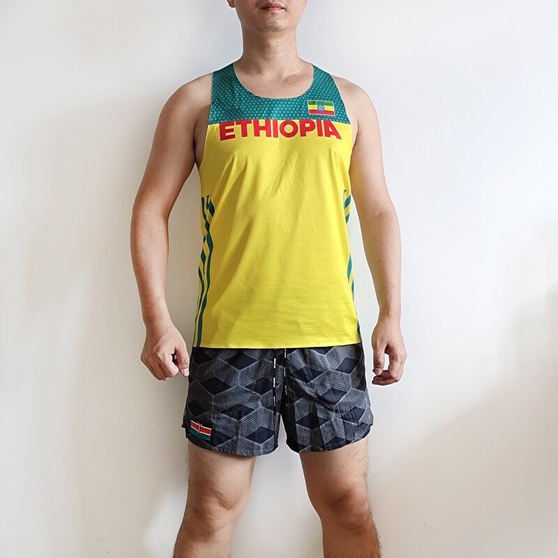 2022 ETHIOPIA South Africa HELLAS Team Man Fast Running Net Breathable Vest Speed Athlete Track Field Singlet Customizable Logo. 