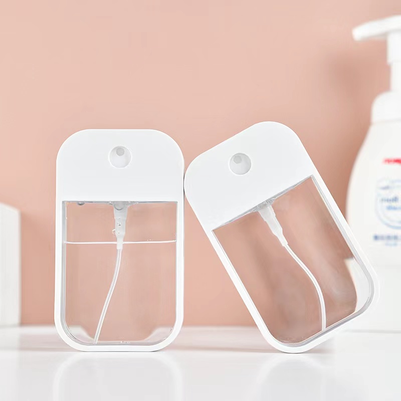 Portable Card Type Spray Bottles Free Jelly Case Plastic Alcohol Refillable Fine Mist Sprayer Portable Flat Shape Atomizer Pump Applicator for Empty Freshener Cologne Hand Sanitizer Dispenser Cosmetic Container, 50ml. 
