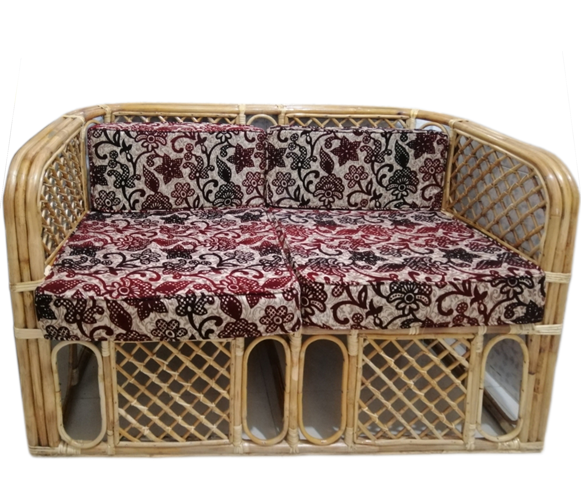 (40 Inches) 2 Seats Carpet Sofa Set  With Foam & Cover Of Rattan Cane  -Stylish & Modern Design (কাপড়ের রঙ ও ডিজাইন পরিবর্তনশীল) -  Sofa Set. 