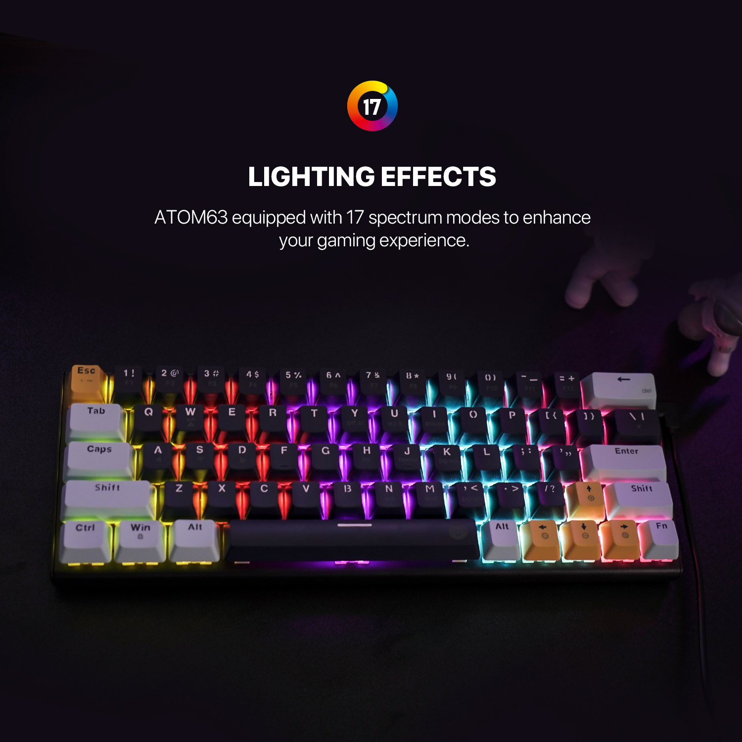 FANTECH ATOM63 MK874 V2 MECHANICAL GAMING KEYBOARD- MIZU SERIES Sky Blue And Navy Blue - Switch Blue-Red. 