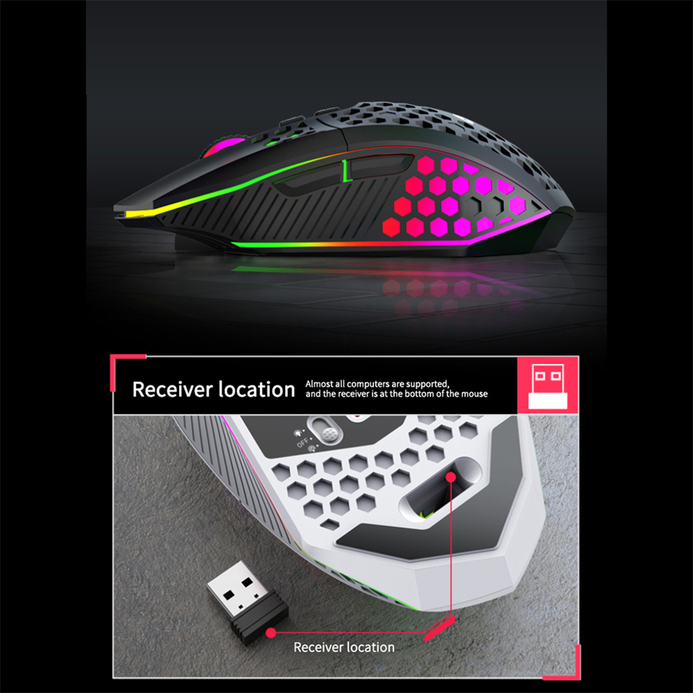 Wireless Mouse, Lighting Ergonomic Wireless Mouse, 2.4GHz USB Cordless Mouse, 1600DPI 500MAH Rechargeable Wireless Mouse For Computer Laptop PC. 