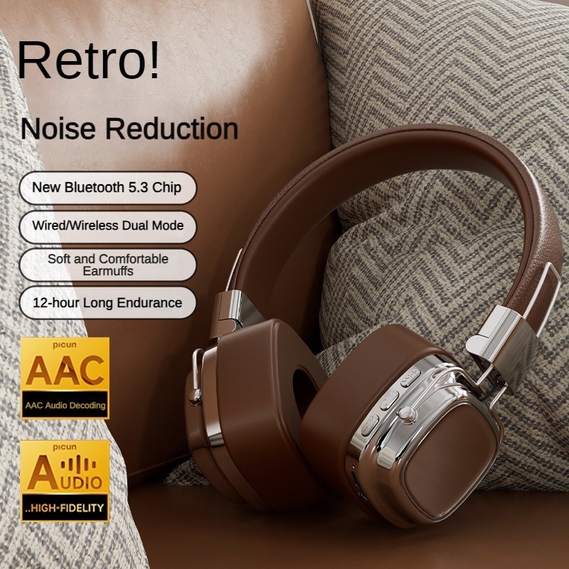 Control Type C Retro Headset Touch 5.3 Wireless Stereo Bluetooth dio DJ Headset Stu Classic Over-Ear CR-82024 New Headset. 