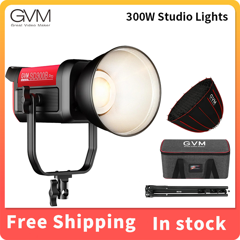 GVM SD300B Pro 300W Video Studio Lights with Bowens Mount Softbox Stand 2700K~6800K Continuous Lighting for Photography