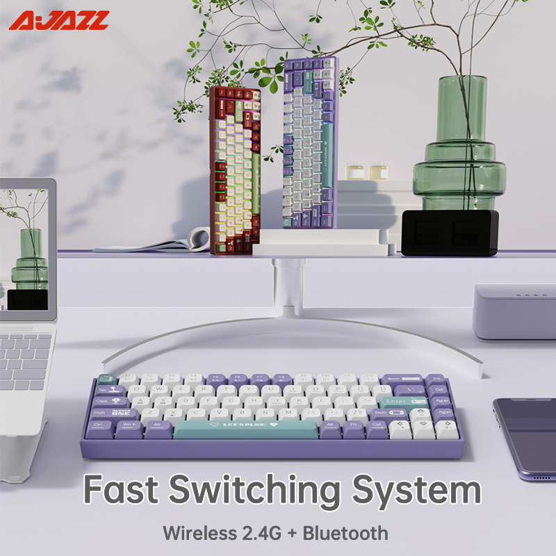 Ajazz Ak680 Wired USB Gaming Mechanical Keyboard Backlit Hot-Swappable 2.4G Wireless Keyboard Red Switches 68 Key for PC Laptop. 