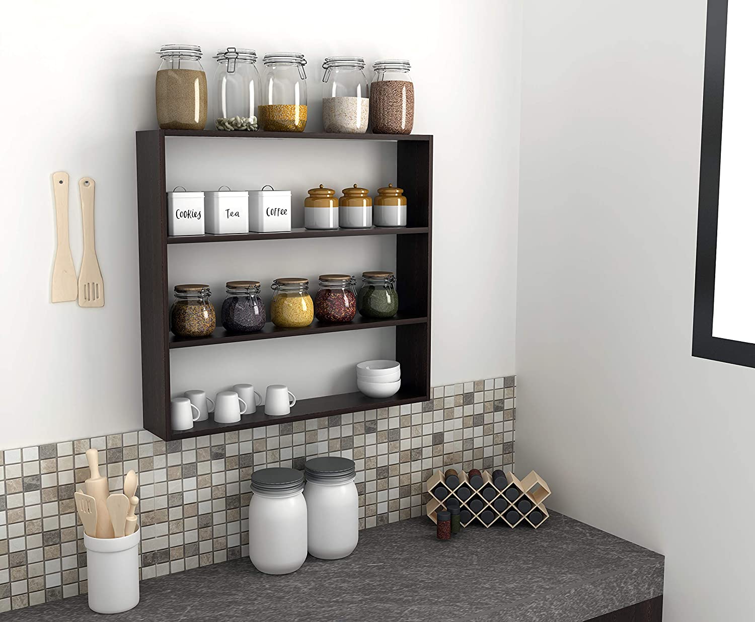 Wood Multipurpose Kitchen Wall Shelf Rack Buy Online At Best Prices In Bangladesh Daraz Com Bd
