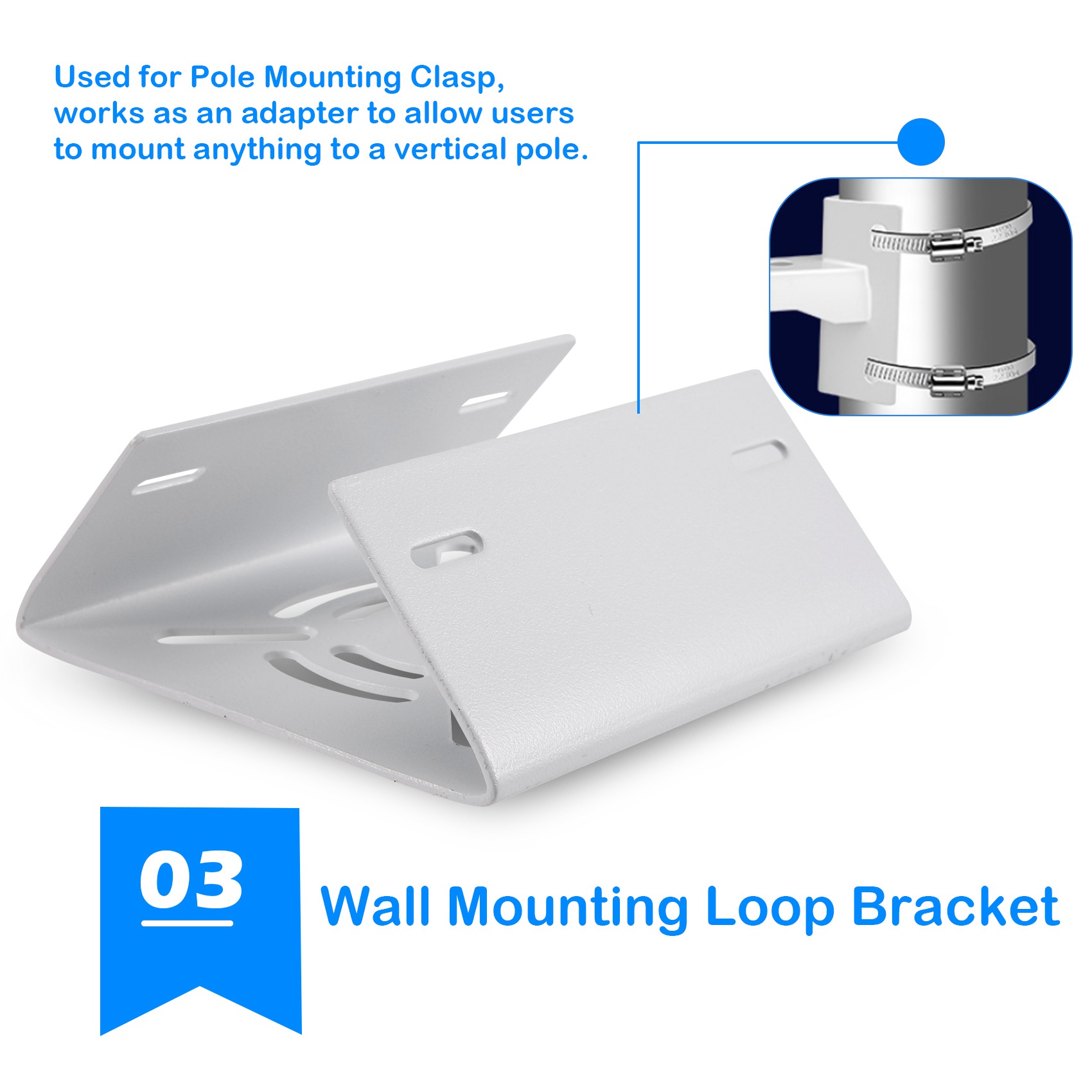 Universal Vertical Pole Mount Adapter, with 2 Loops, Wall Mounting Loop Bracket. 