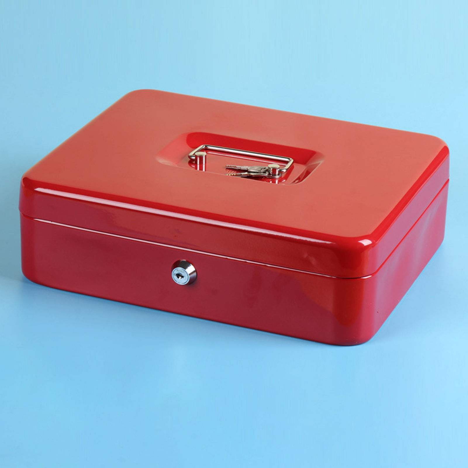 Mini Cash Box Secure Fireproof Cash Safe Box with Lock 2 Keys Anti-theft Shockproof Multi-compartment Storage for Valuables Deposit Tin Money Box with Handle. 