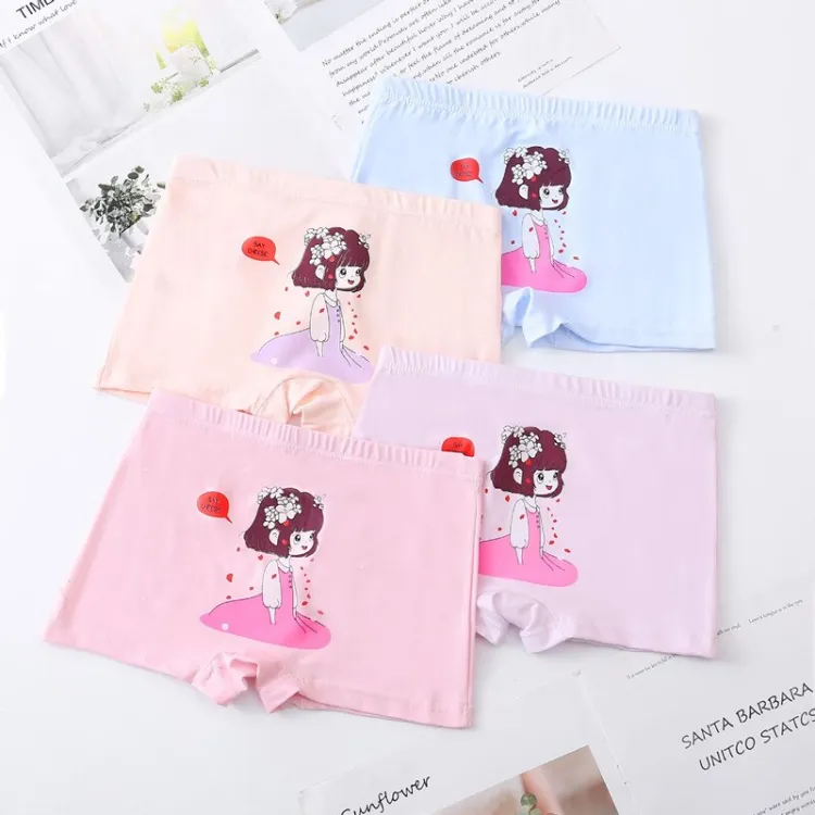 4Pcs/Lot Girls Underwear Children's Cotton Boxers Kids Shorts Panites Baby  Girl Clothes for 2-10 Years