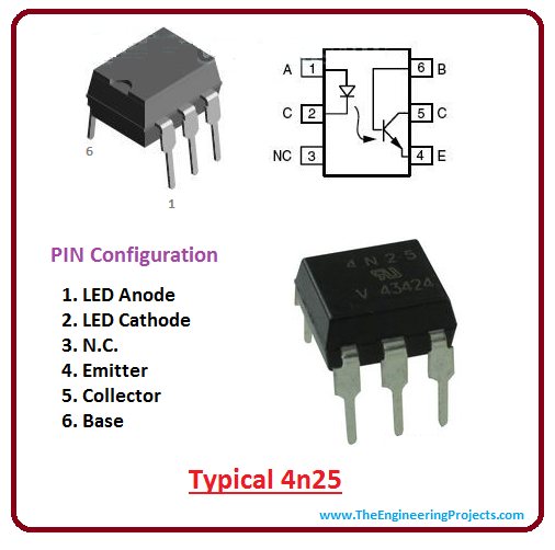 2Pcs- 4N25 Optocoupler 4N25 MOSFET 4N25 IC Optocoupler Photo Transistor DIP 6 Pin Leads IC. 
