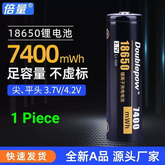 Doublepow 18650 3.7V 7400mWh Lithium ion Rechargeable Li-ion Battery (Point  Top) - 1 Piece. 