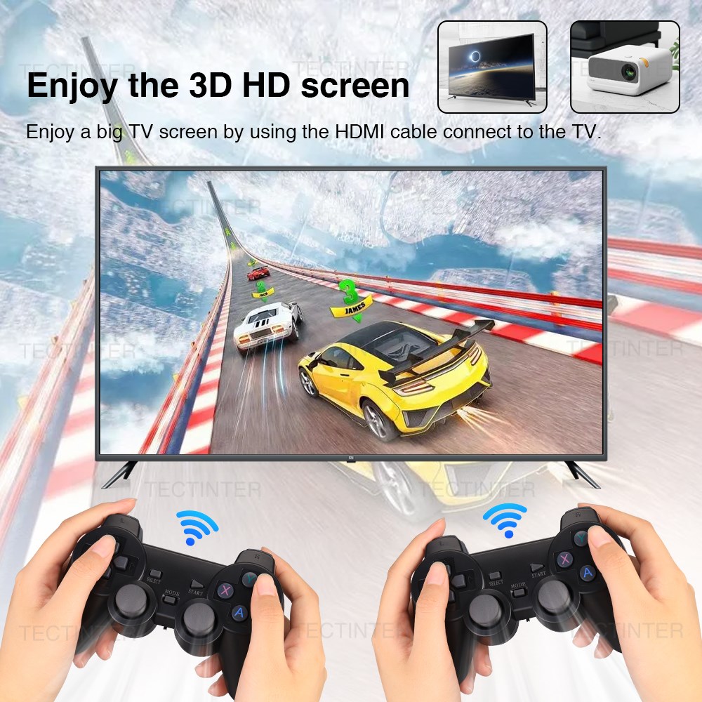 X2 Plus 4K Game Stick 128G Built-in 41000 3D Games 40+ s for N64/PSP HD Video Game Console With Wireless Controller. 