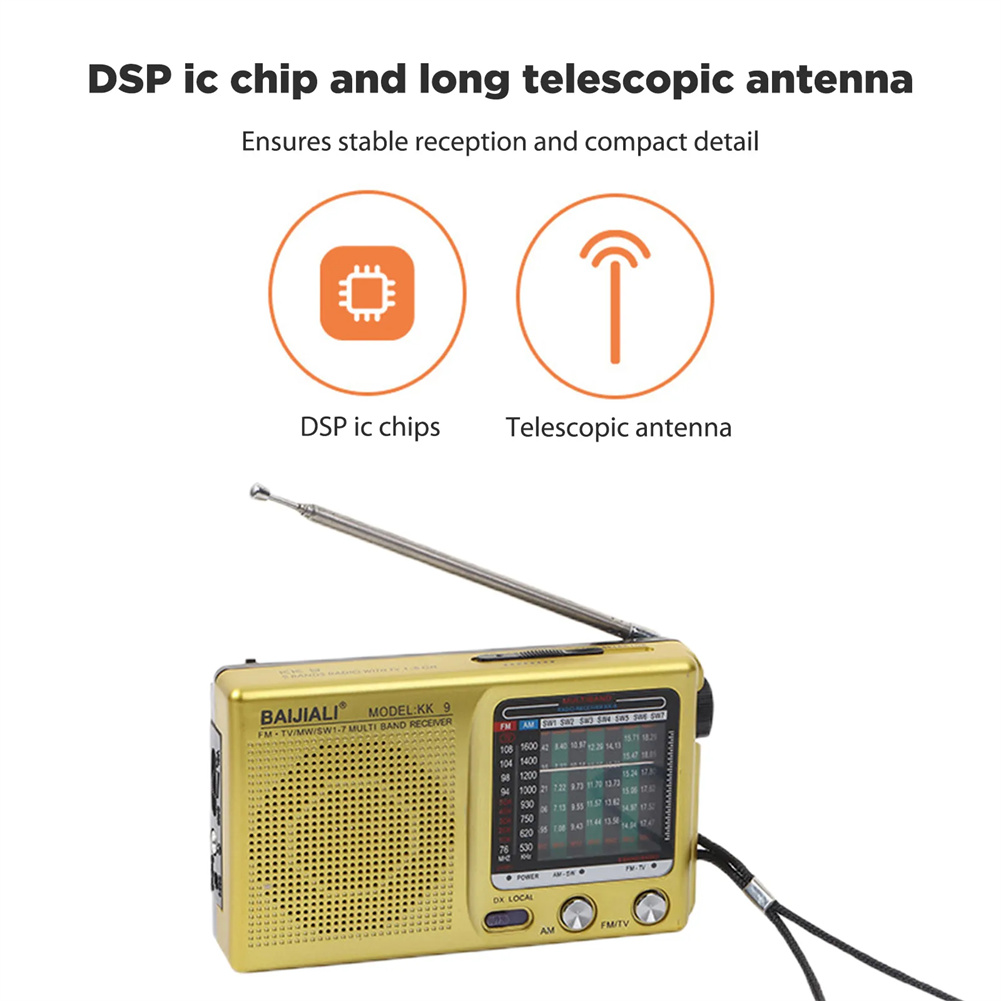KK9 SW AM FM Weather Radio Portable Pocket Radio Bluetooth Rechargeable Mini Radio Receiver For Emergency Hurricane Walking. 
